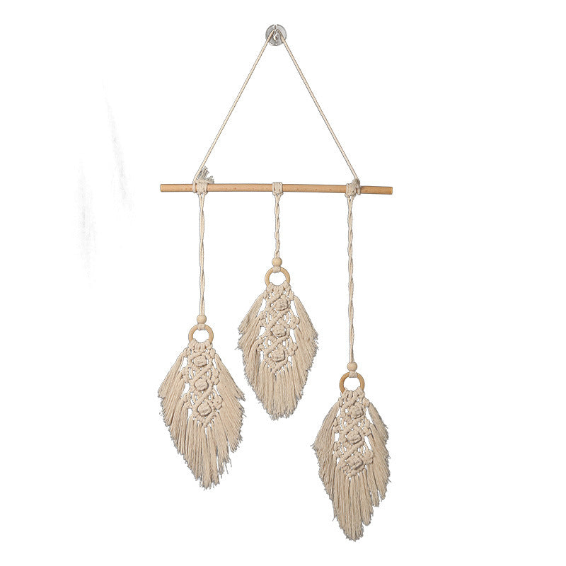 Bohemian Macramé Leaf Wall Hanging – Handwoven Cotton Tassel Tapestry for Living Room & Bedroom Decor
