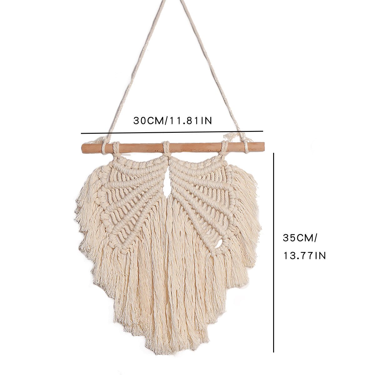 Handmade Macramé Leaf Wall Hanging – Boho Woven Tapestry Décor (30×35 cm)