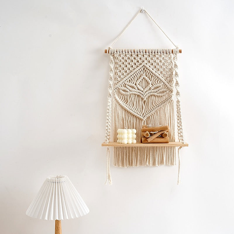 Handmade Nordic Boho Macramé Wall Shelf – 32×50 cm