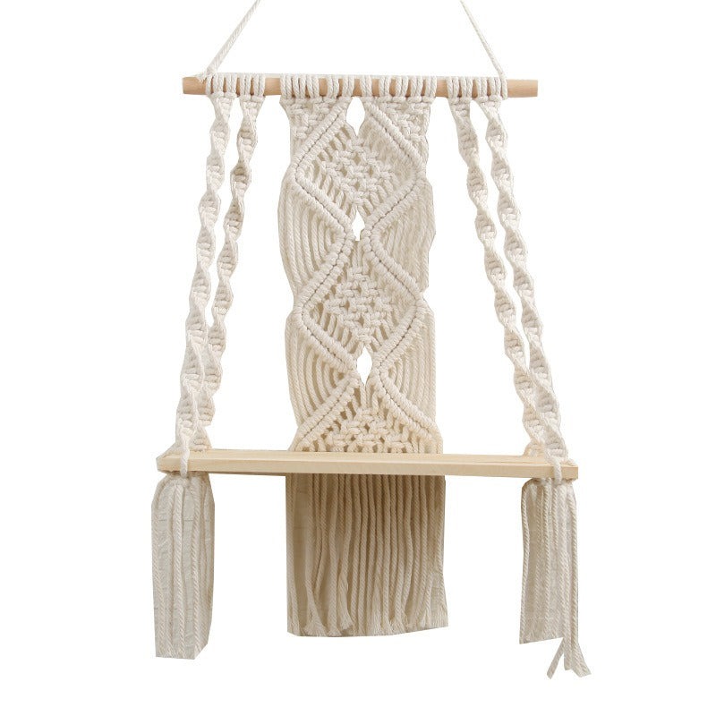 Macramé Wall Shelf – Handmade Cotton Boho Hanging Storage (2 Variants)