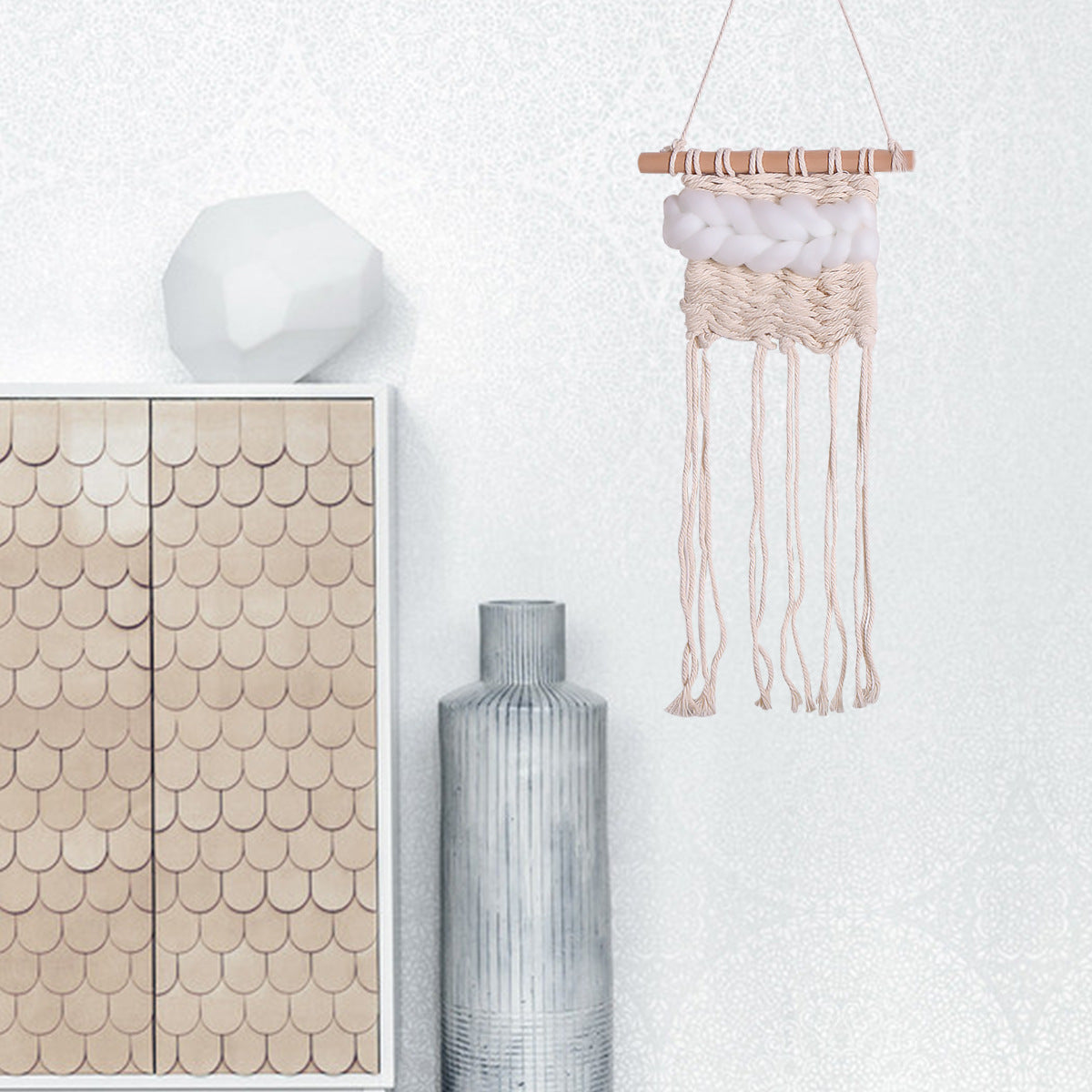 Handmade Small Macramé Wall Hanging – Boho Woven Tapestry (20×35 cm)