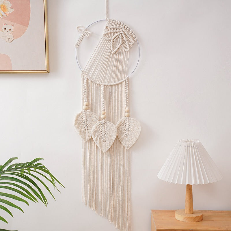 Macramé Wall Hanging – Handmade Cotton Leaf Boho Tapestry (25 × 75 cm)