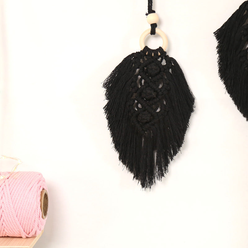 Bohemian Macramé Leaf Wall Hanging – Handwoven Cotton Tassel Tapestry for Living Room & Bedroom Decor