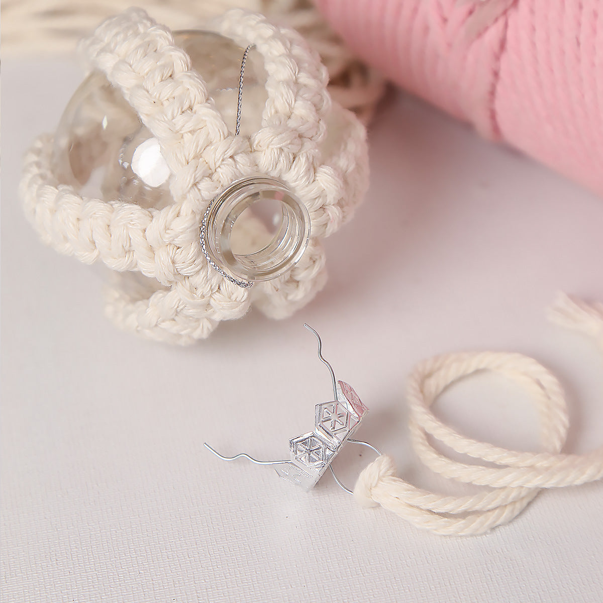 Handmade Macramé Ornament – Boho Woven Snowflake with Tassel