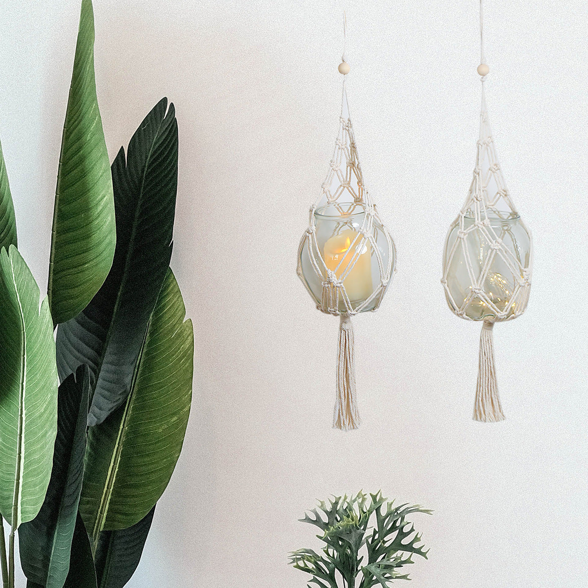 Boho Macramé Plant Hanger – Handmade Cotton Rope Wall Hanging Basket (70cm, Single Piece)