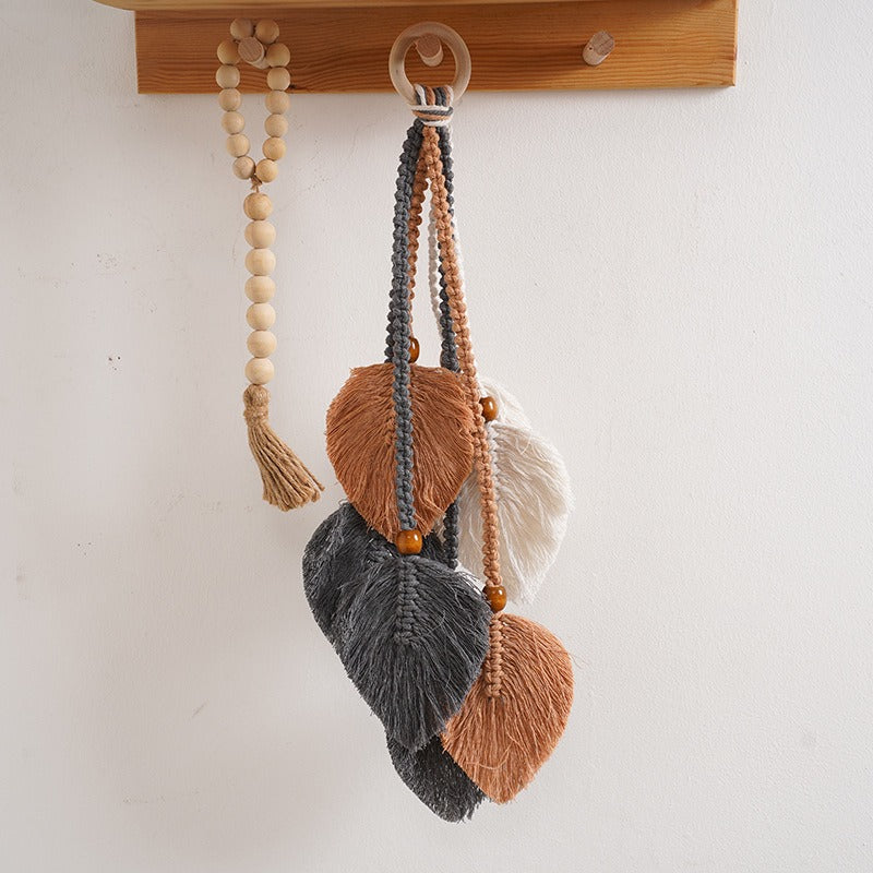 Bohemian Macramé Leaf Wall Hanging – Handwoven Cotton Rope Tapestry for Living Room, Bedroom & Home Decoration