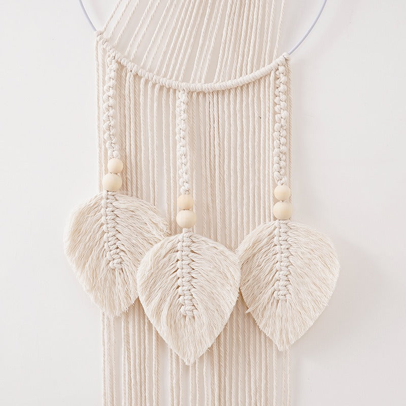Macramé Wall Hanging – Handmade Cotton Leaf Boho Tapestry (25 × 75 cm)