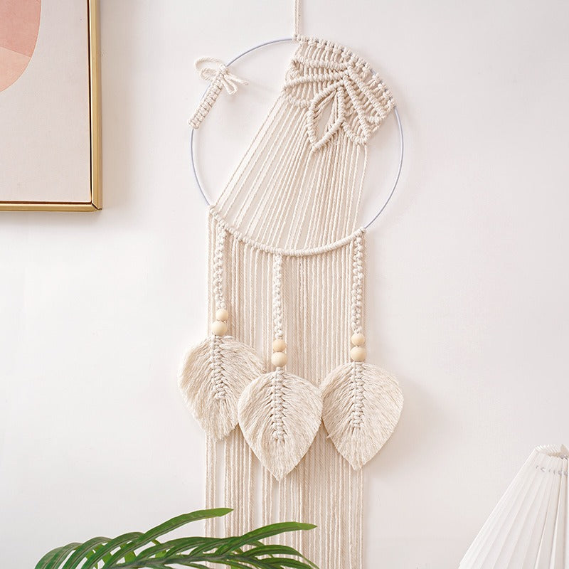Macramé Wall Hanging – Handmade Cotton Leaf Boho Tapestry (25 × 75 cm)