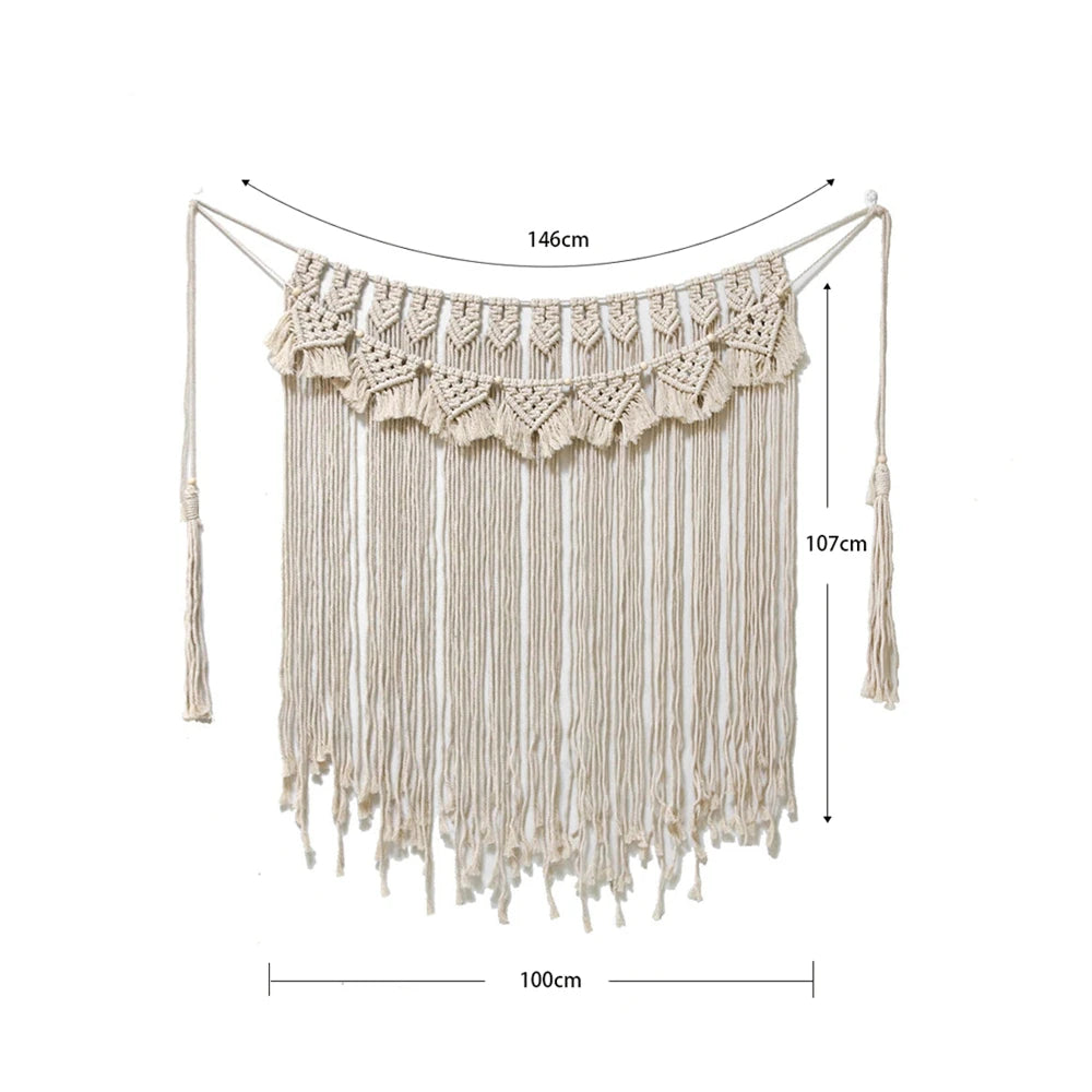 Macramé Wall Hanging Tapestry – Handmade Boho Woven Wall Art | Large 100×107 cm Cotton Wall Decor for Living Room & Bedroom