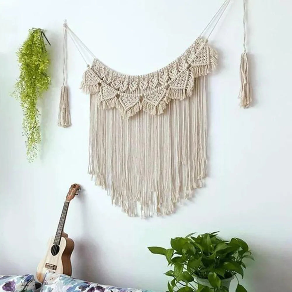 Macramé Wall Hanging Tapestry – Handmade Boho Woven Wall Art | Large 100×107 cm Cotton Wall Decor for Living Room & Bedroom