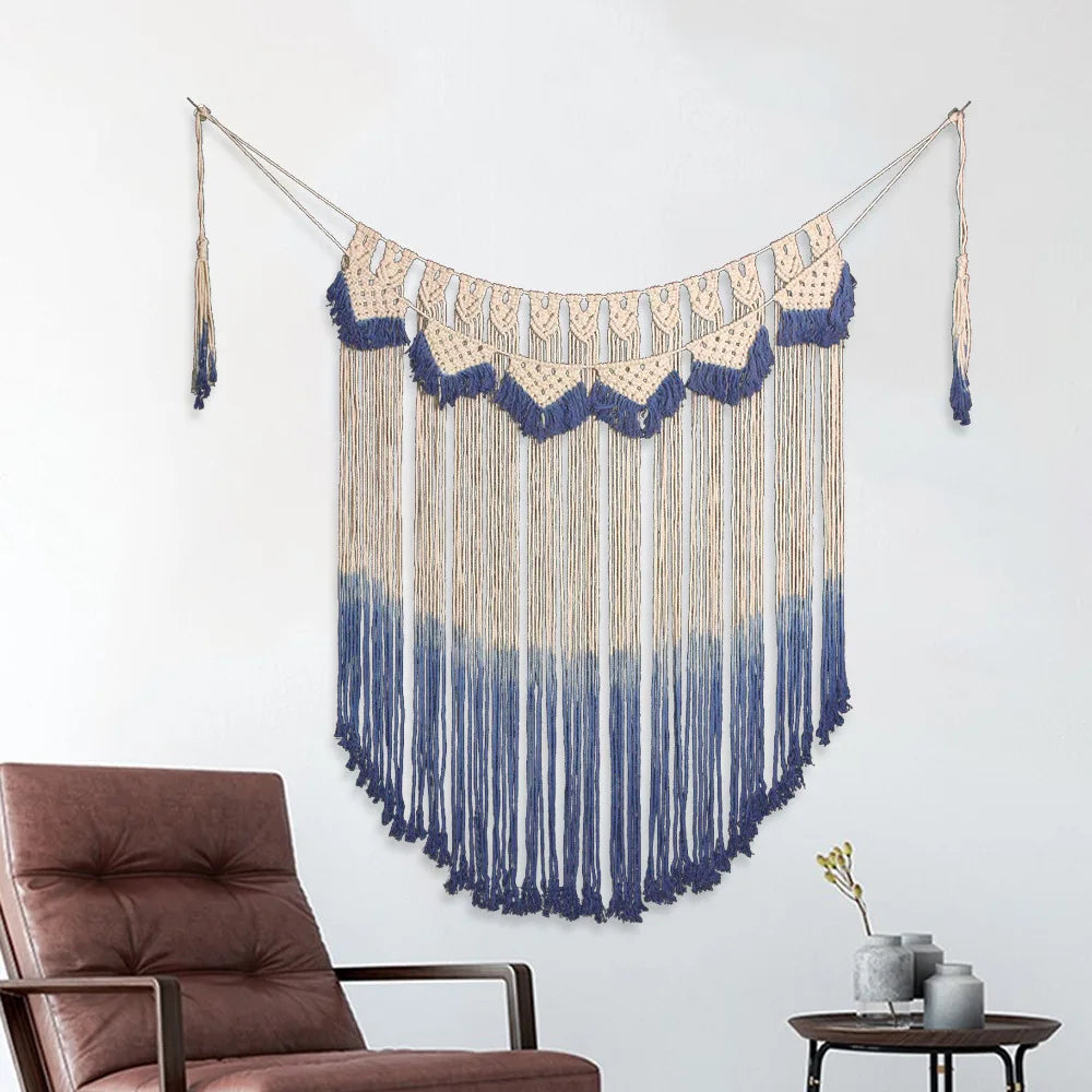 Macramé Wall Hanging Tapestry – Handmade Boho Woven Wall Art | Large 100×107 cm Cotton Wall Decor for Living Room & Bedroom