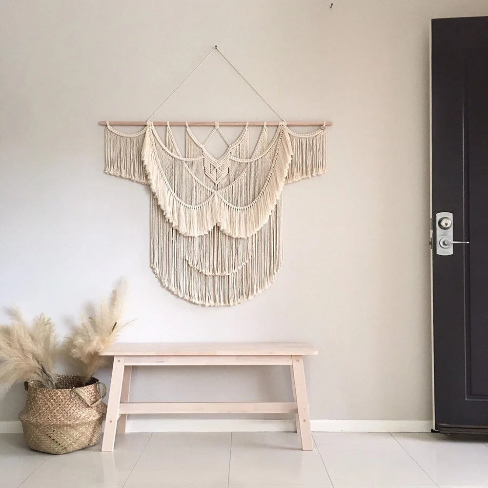 Large & Small Macramé Wall Hanging – Boho Woven Tapestry for Living Room & Bedroom Wall Decor