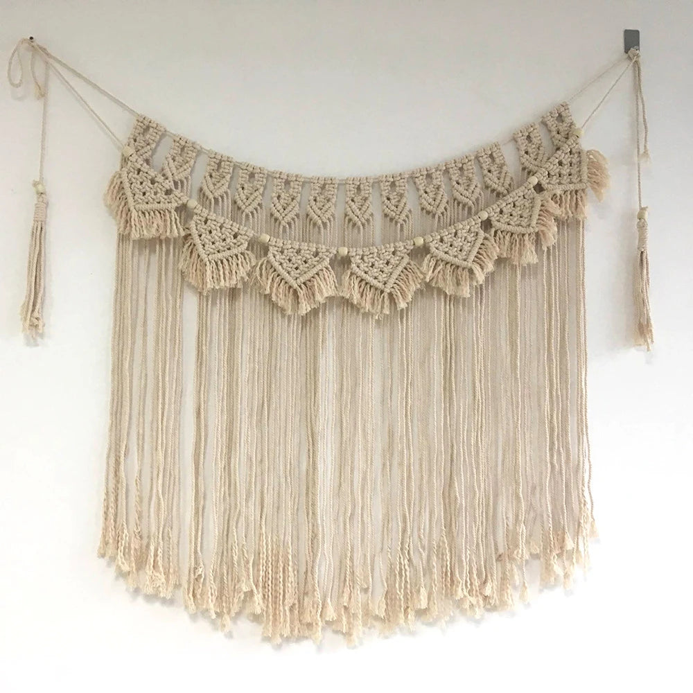 Macramé Wall Hanging Tapestry – Handmade Boho Woven Wall Art | Large 100×107 cm Cotton Wall Decor for Living Room & Bedroom