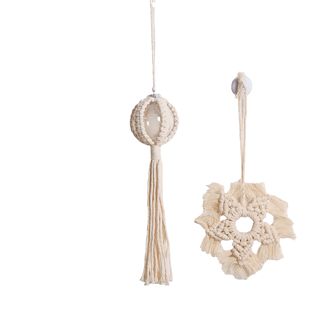 Handmade Macramé Ornament – Boho Woven Snowflake with Tassel