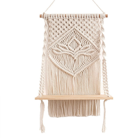 Handmade Nordic Boho Macramé Wall Shelf – 32×50 cm