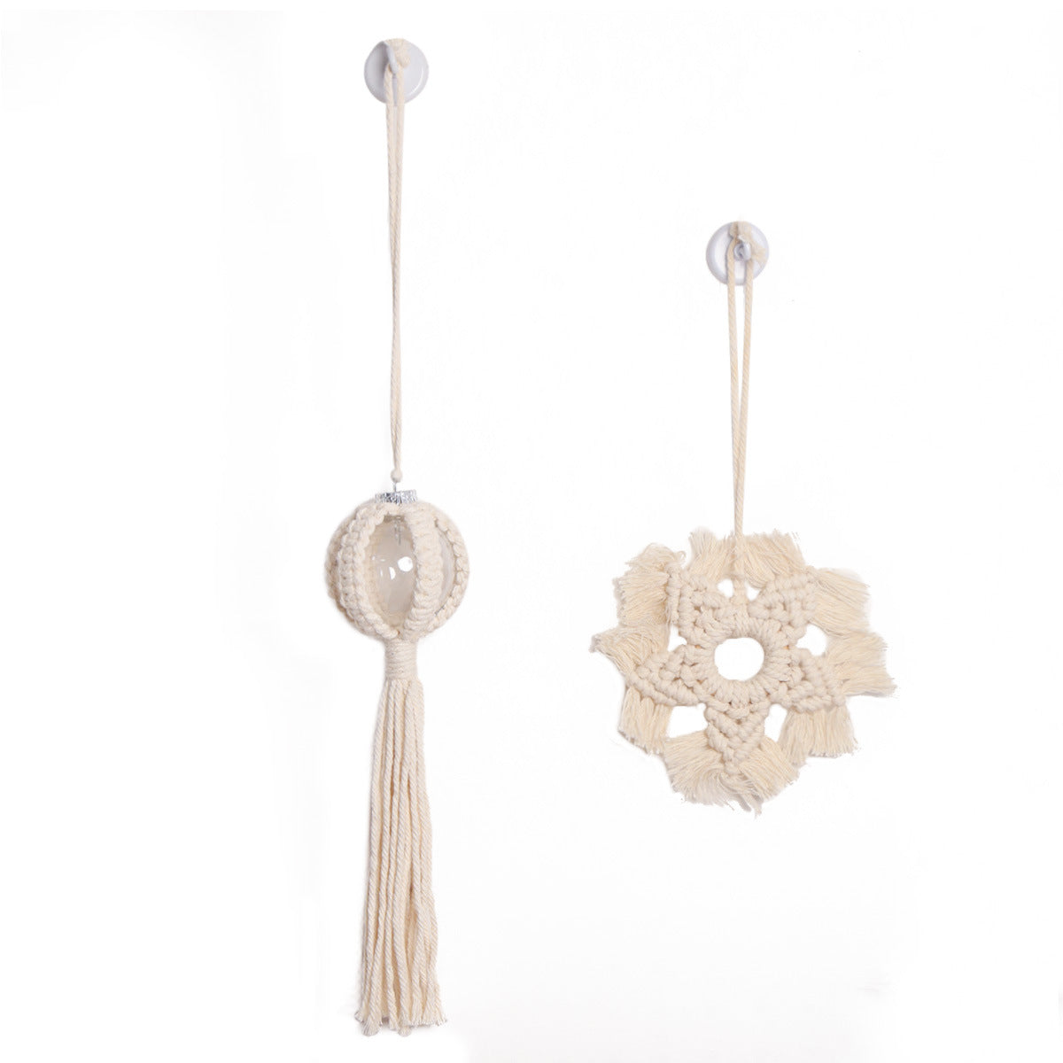 Handmade Macramé Ornament – Boho Woven Snowflake with Tassel