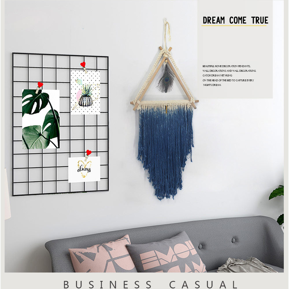 Handmade Macramé Triangle Wall Hanging – Large Boho Tapestry (45×110 cm)