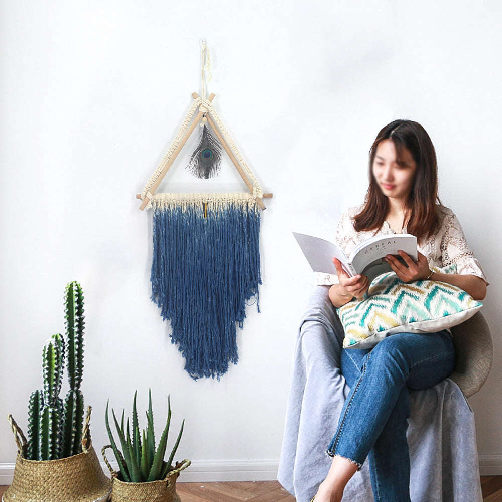 Handmade Macramé Triangle Wall Hanging – Large Boho Tapestry (45×110 cm)