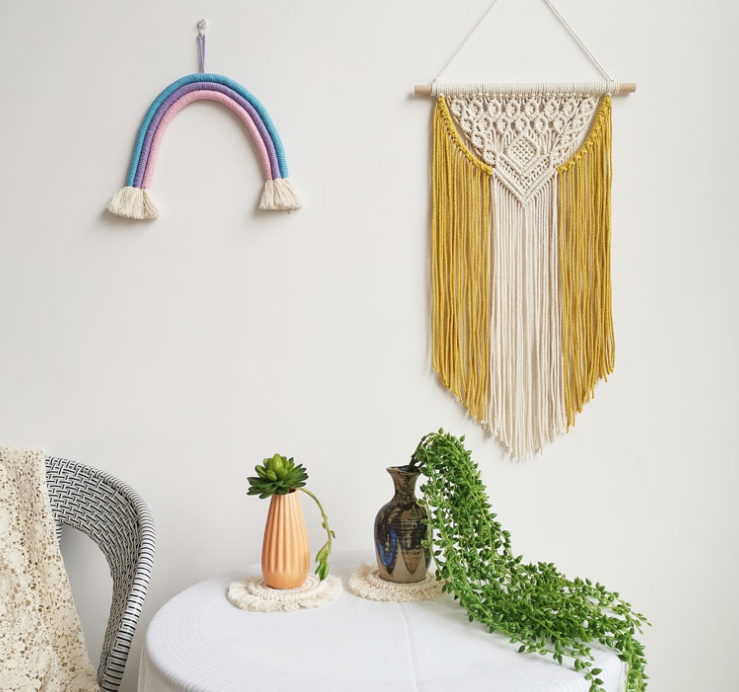 Handmade macramé dreamcatcher wall hanging 35x60cm boho Nordic farmhouse
