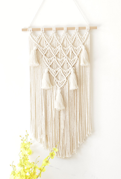 Chic macramé wall hanging 40x70cm handmade boho tapestry wooden rod
