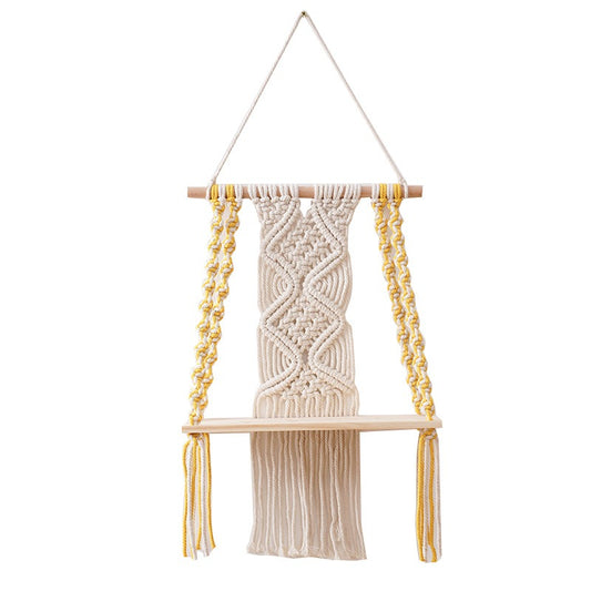 Macramé Wall Shelf – Handmade Cotton Boho Hanging Storage (2 Variants)
