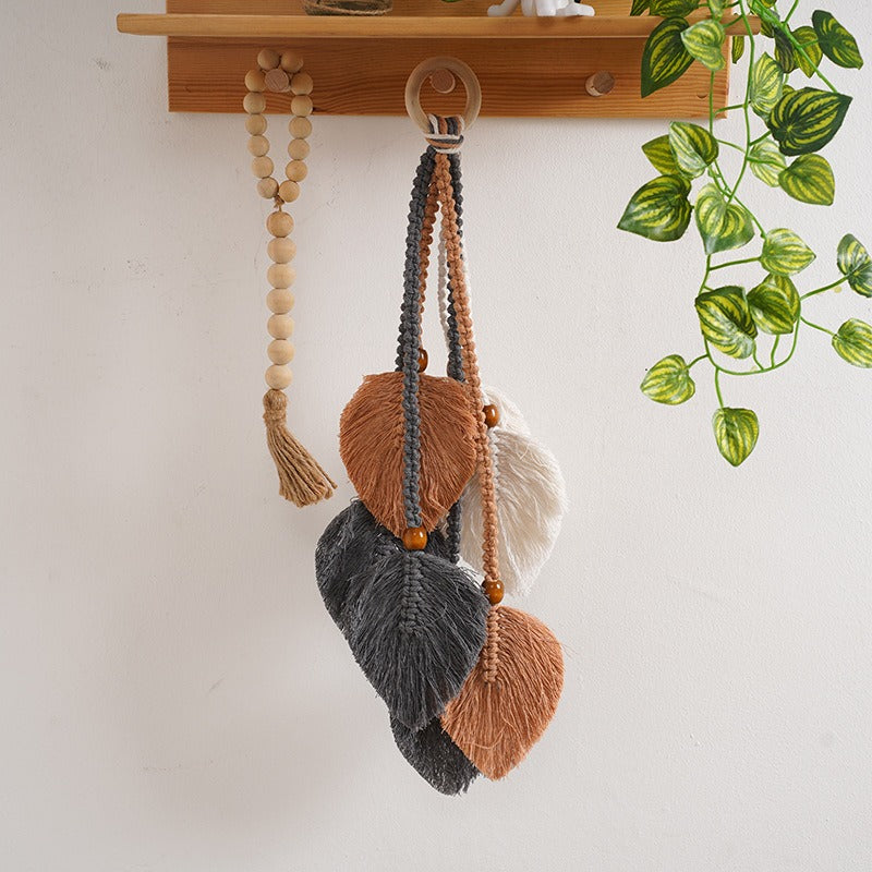 Bohemian Macramé Leaf Wall Hanging – Handwoven Cotton Rope Tapestry for Living Room, Bedroom & Home Decoration