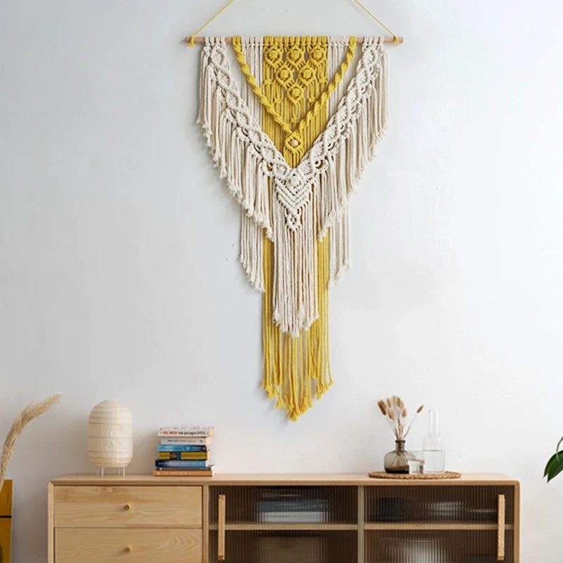 Handmade Nordic macramé wall hanging 50x95cm boho living room decor
