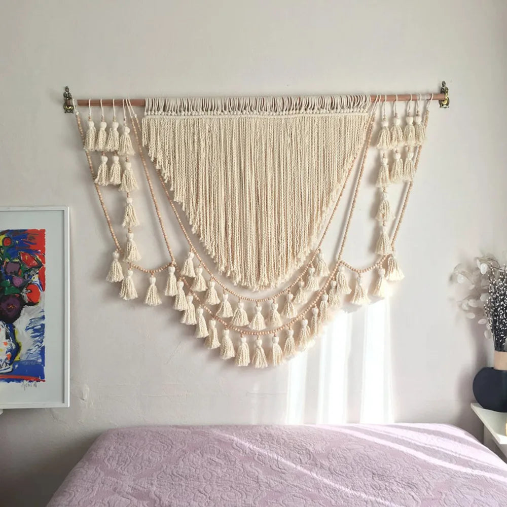 Boho macramé wall hanging 120x110cm large handmade Nordic tapestry
