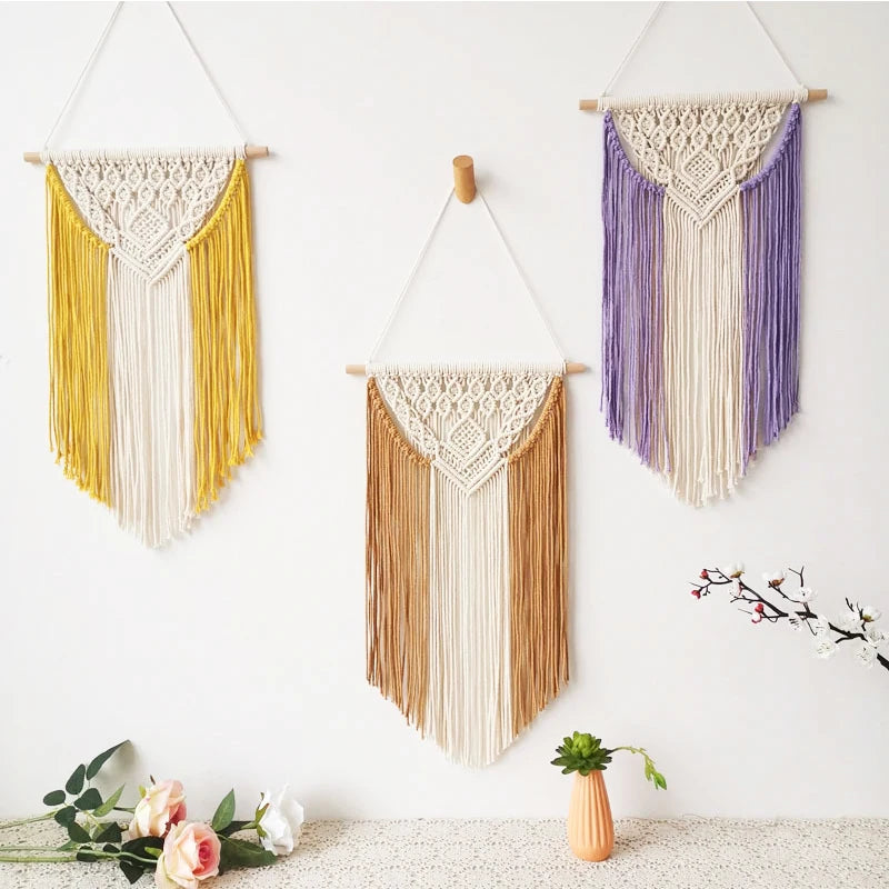 Handmade macramé wall hanging dreamcatcher 35x60cm Nordic boho tapestry

