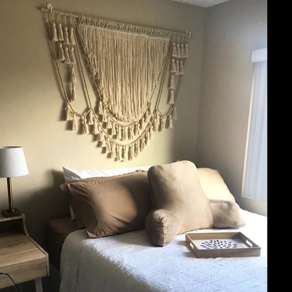 Large boho macramé wall hanging 120x110cm Nordic handmade tapestry
