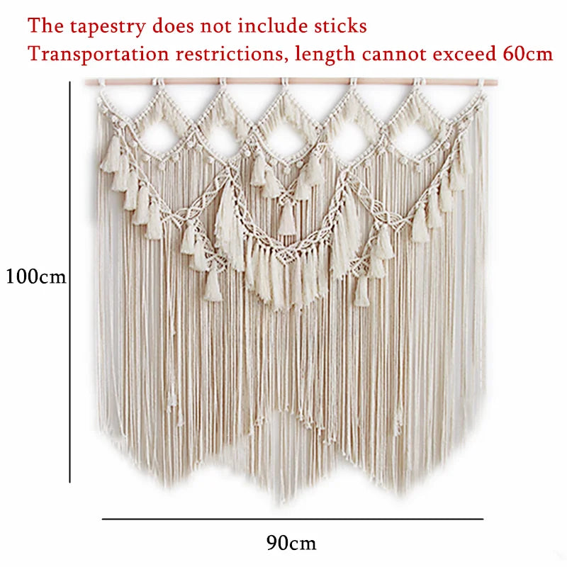 Bohemian macramé wall tapestry 90x100cm woven wall hanging statement
