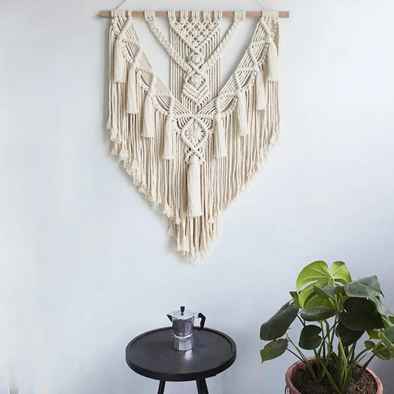 Handmade boho chic macramé wall hanging 55x70cm premium cotton
