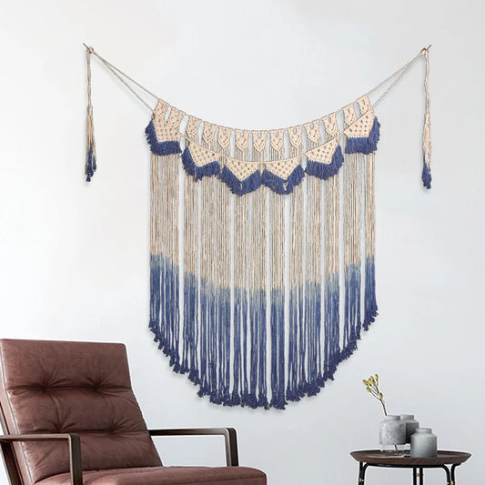 Macramé Wall Hanging Tapestry – Handmade Boho Woven Wall Art | Large 100×107 cm Cotton Wall Decor for Living Room & Bedroom