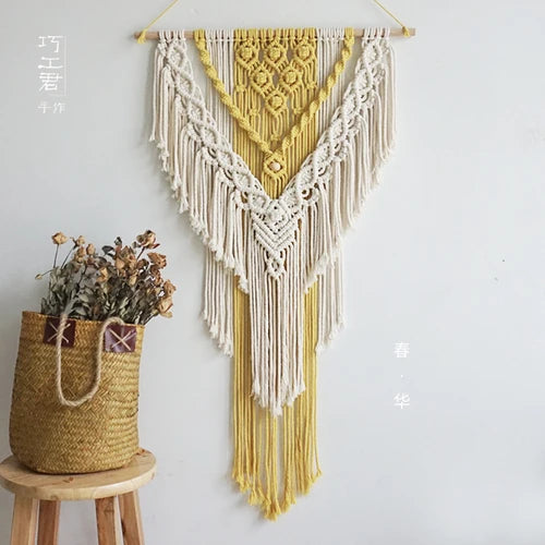 Large Nordic boho macramé wall hanging 50x95cm handmade tapestry

