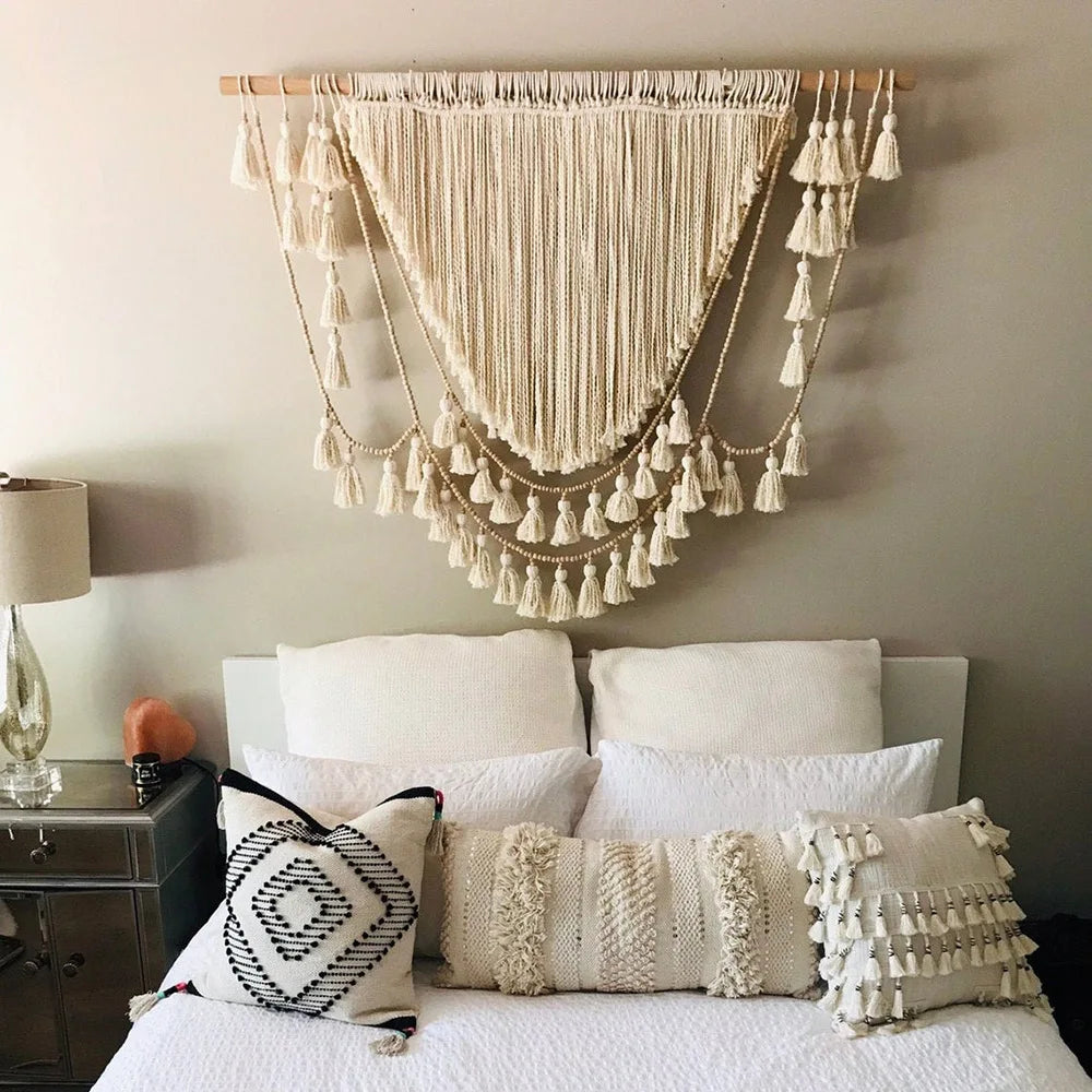 Handmade large macramé wall hanging 120x110cm boho Nordic tapestry

