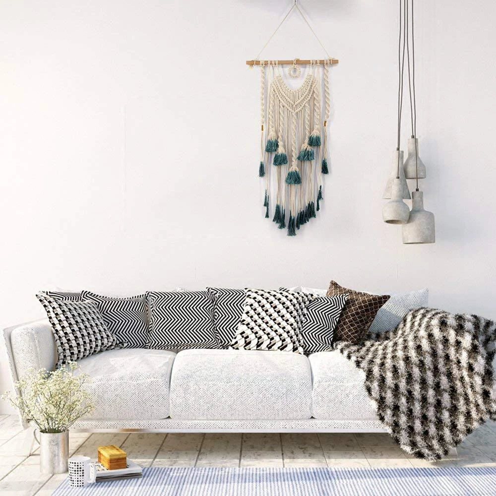 Bohemian macramé wall hanging 45x85cm large handmade cotton
