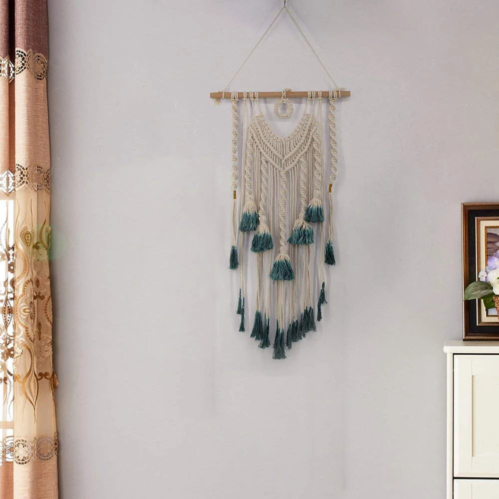 Large handmade macramé wall hanging 45x85cm boho cotton tapestry
