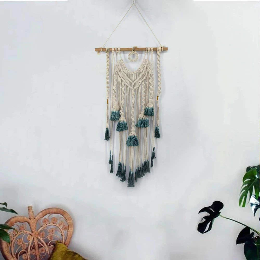 Boho macramé wall hanging 45x85cm handmade cotton woven wall art
