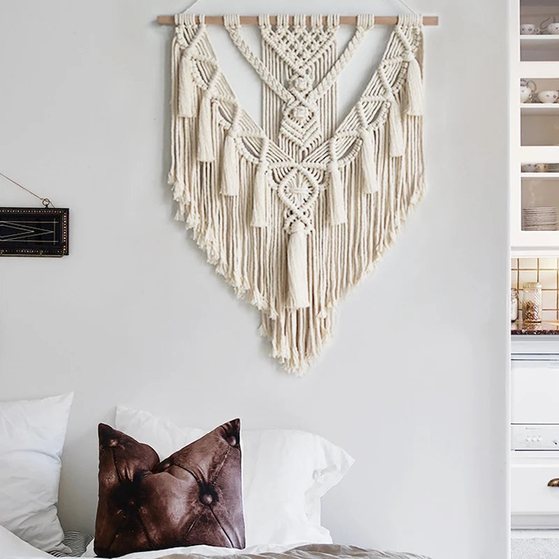 Boho chic macramé wall hanging 55x70cm handmade premium cotton
