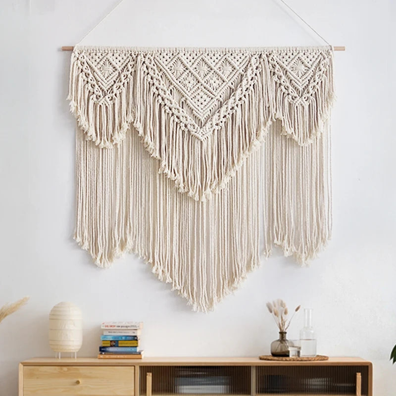 Bohemian macramé wall tapestry handmade large 90x100cm cotton
