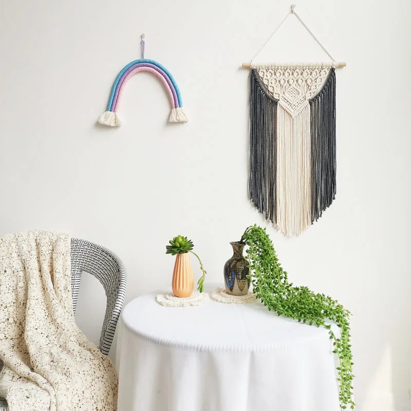 Boho macramé wall hanging dreamcatcher 35x60cm Nordic farmhouse style
