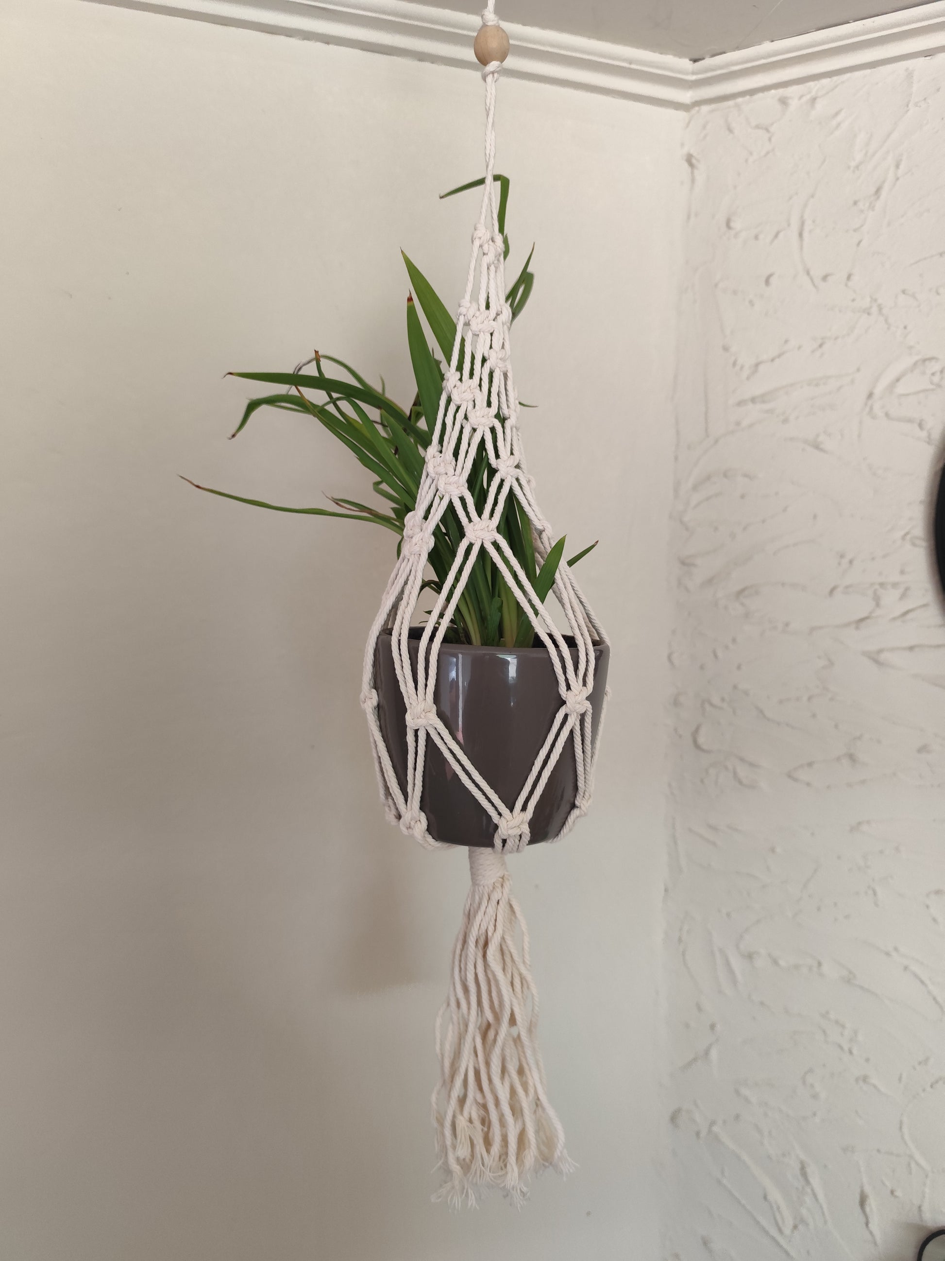 Handmade boho macramé plant hanger 70cm cotton rope wall basket
